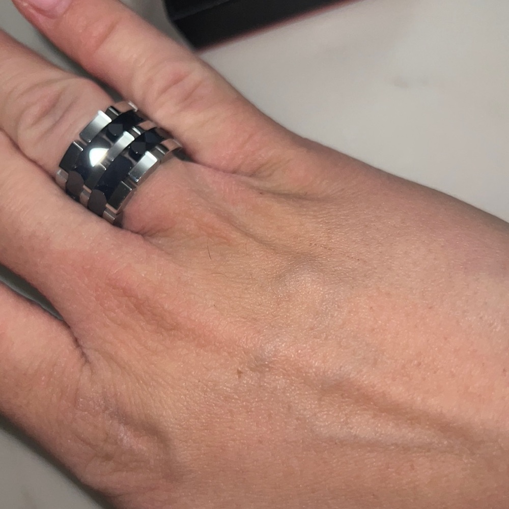 Black and silver ring